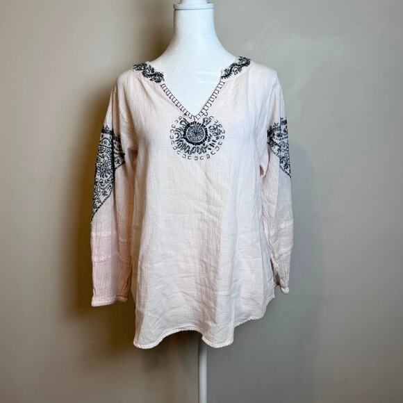 Roller Rabbit Embroidered Peasant Sleeve Top - Size S - Picture 1 of 6